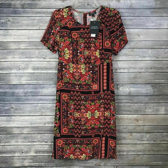 Topshop Dresses & Skirts - Topshop Women's Maternity Dress In Black Red Orange Floral Size 4 US/UK 8 $90